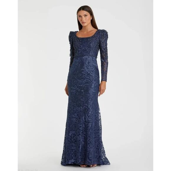 Mac Duggal STUNNING MIDNIGHT embroidered and beaded - Style 11187 Size 8 - Picture 2 of 2